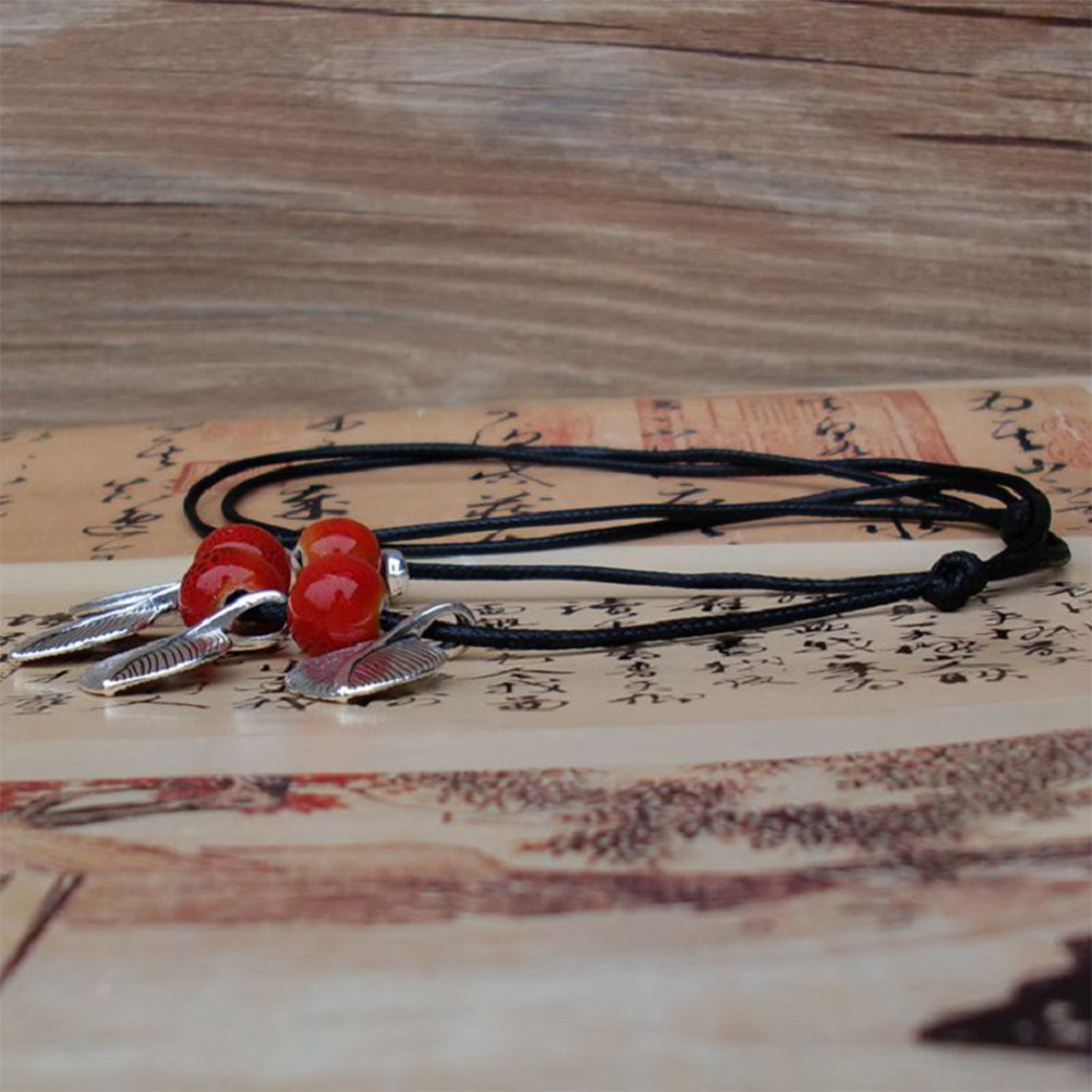 Women Formal Wear Ethnic - Ceramic Neck Pendant Ethnic Floral Leaves