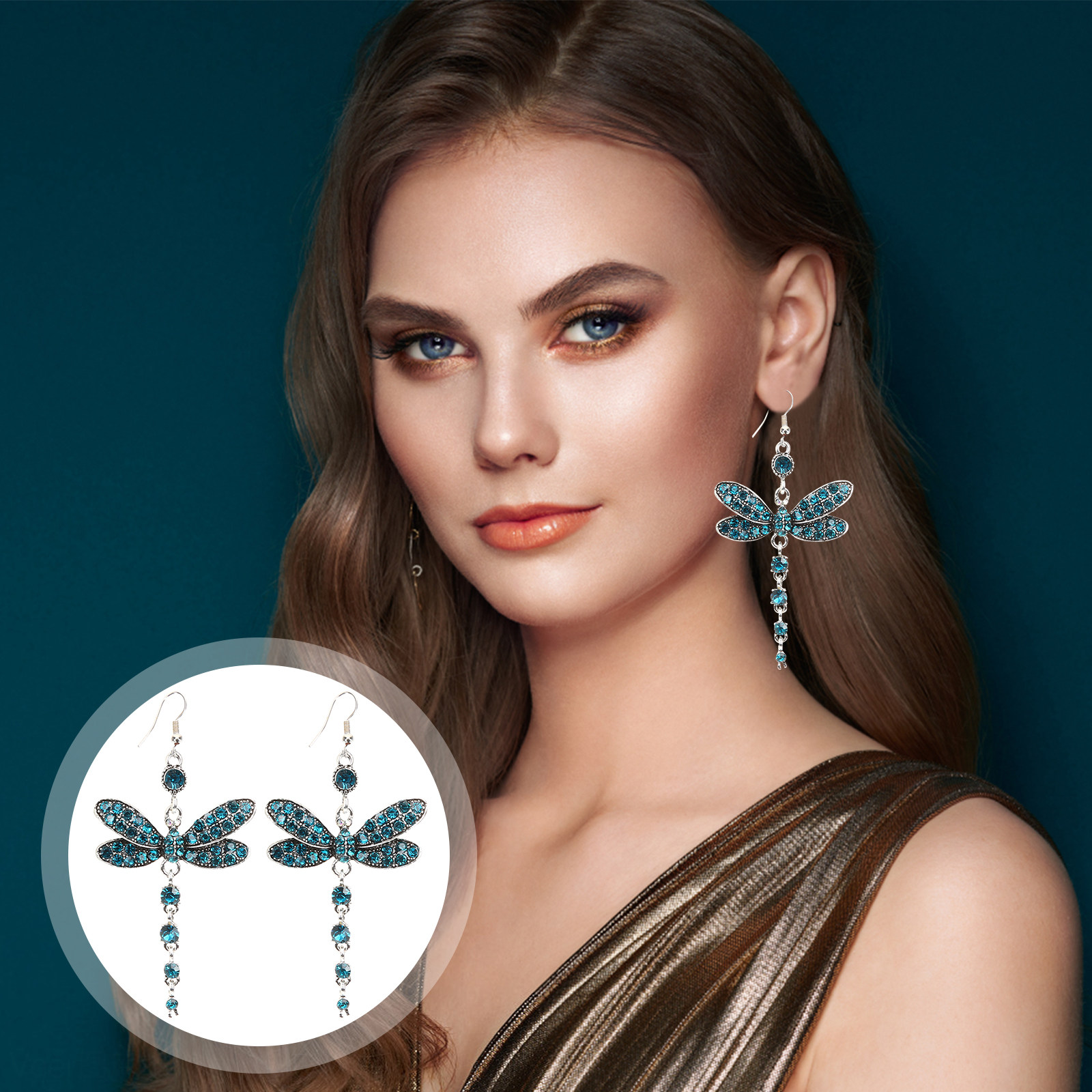 Formal Wear Jewelry For Women - 1Pair Delicate Rhinestone Dragonfly Earrings Dangling