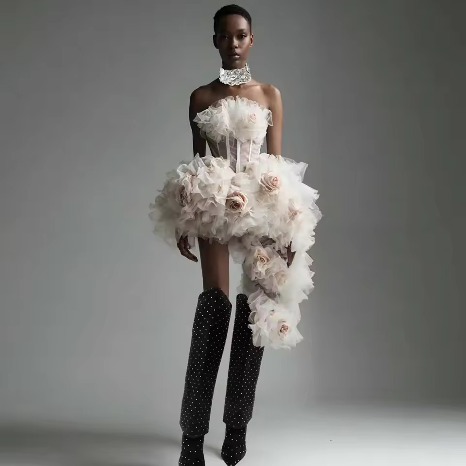 Asymmetrical Floral Short Part - Women Formal Event Wear recensie en prijs