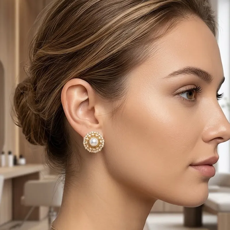 2026 Zircon Pearl Round Stud E - Pearl Earring Stud recensie en prijs