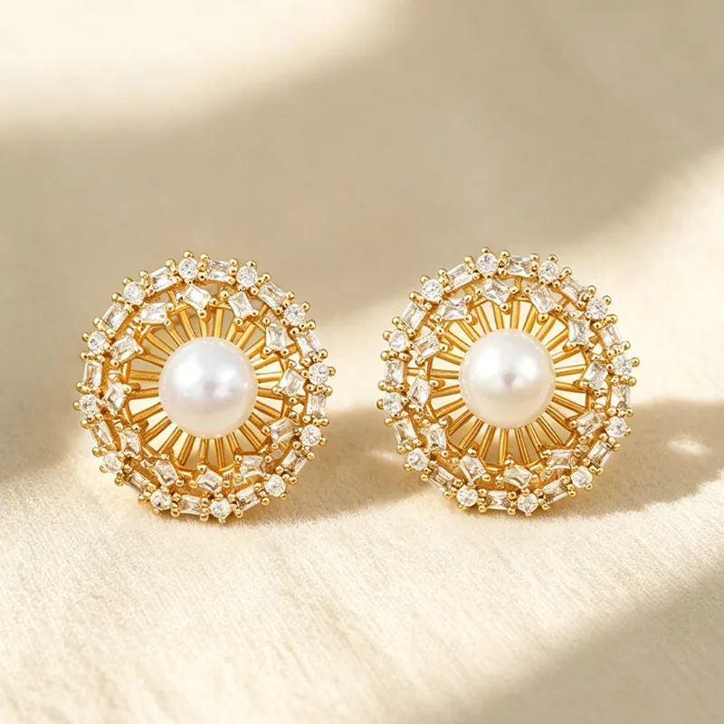 2026 Zircon Pearl Round Stud E - Pearl Earring Stud recensie en prijs
