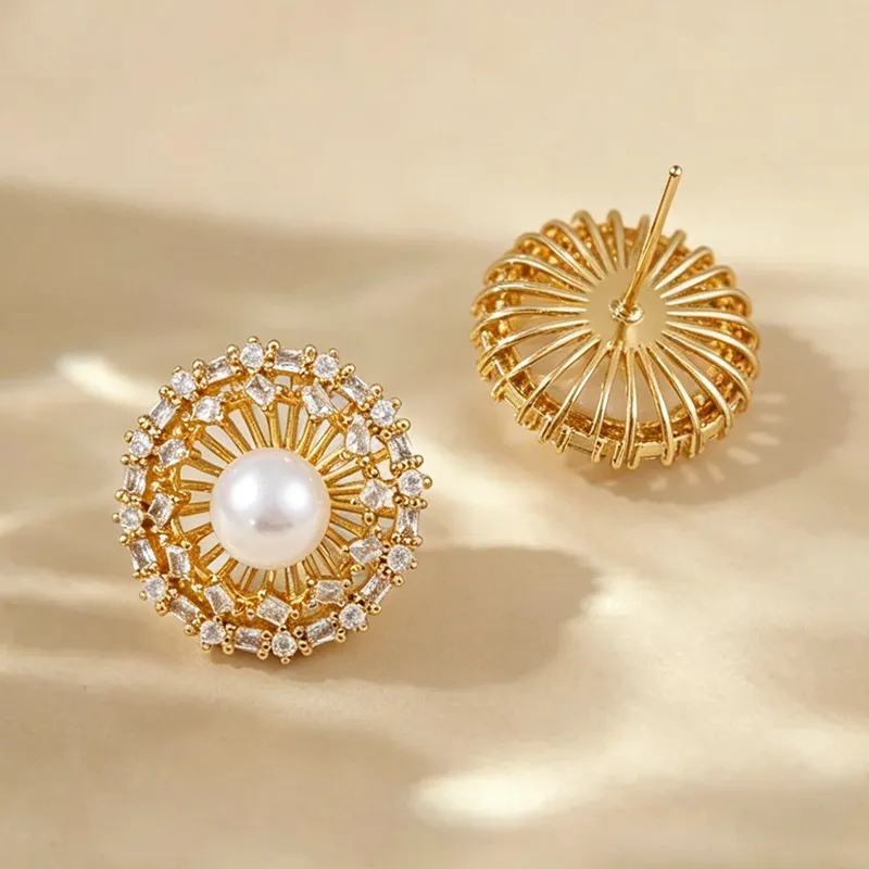 2026 Zircon Pearl Round Stud E - Pearl Earring Stud recensie en prijs