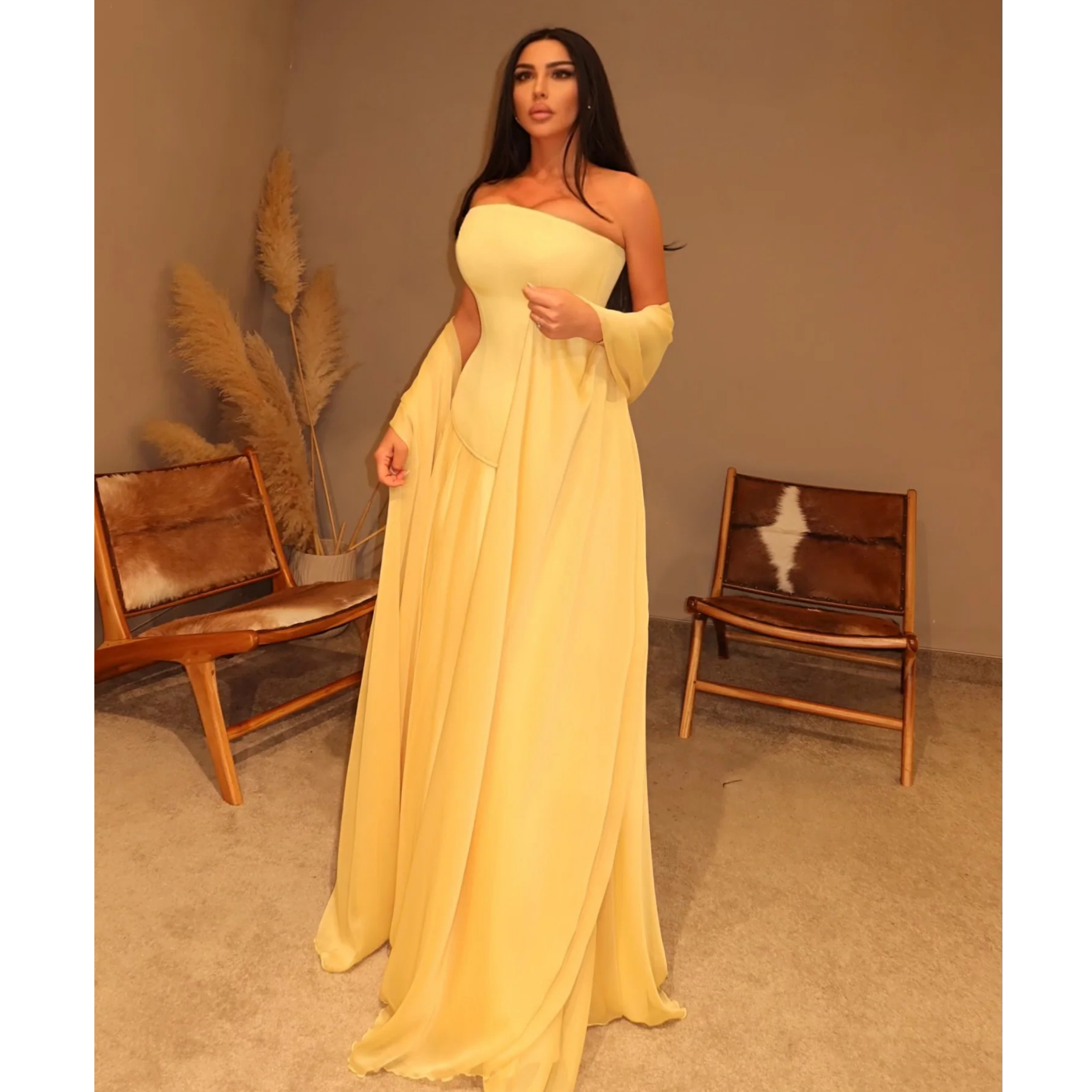 Simple Yellow Evening Dresses  - Yellow Formal Wear Women recensie en prijs