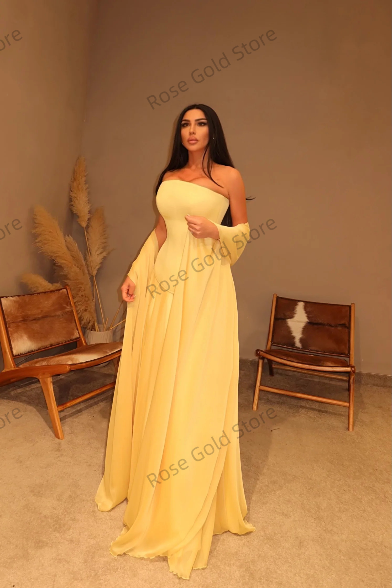 Simple Yellow Evening Dresses  - Yellow Formal Wear Women recensie en prijs