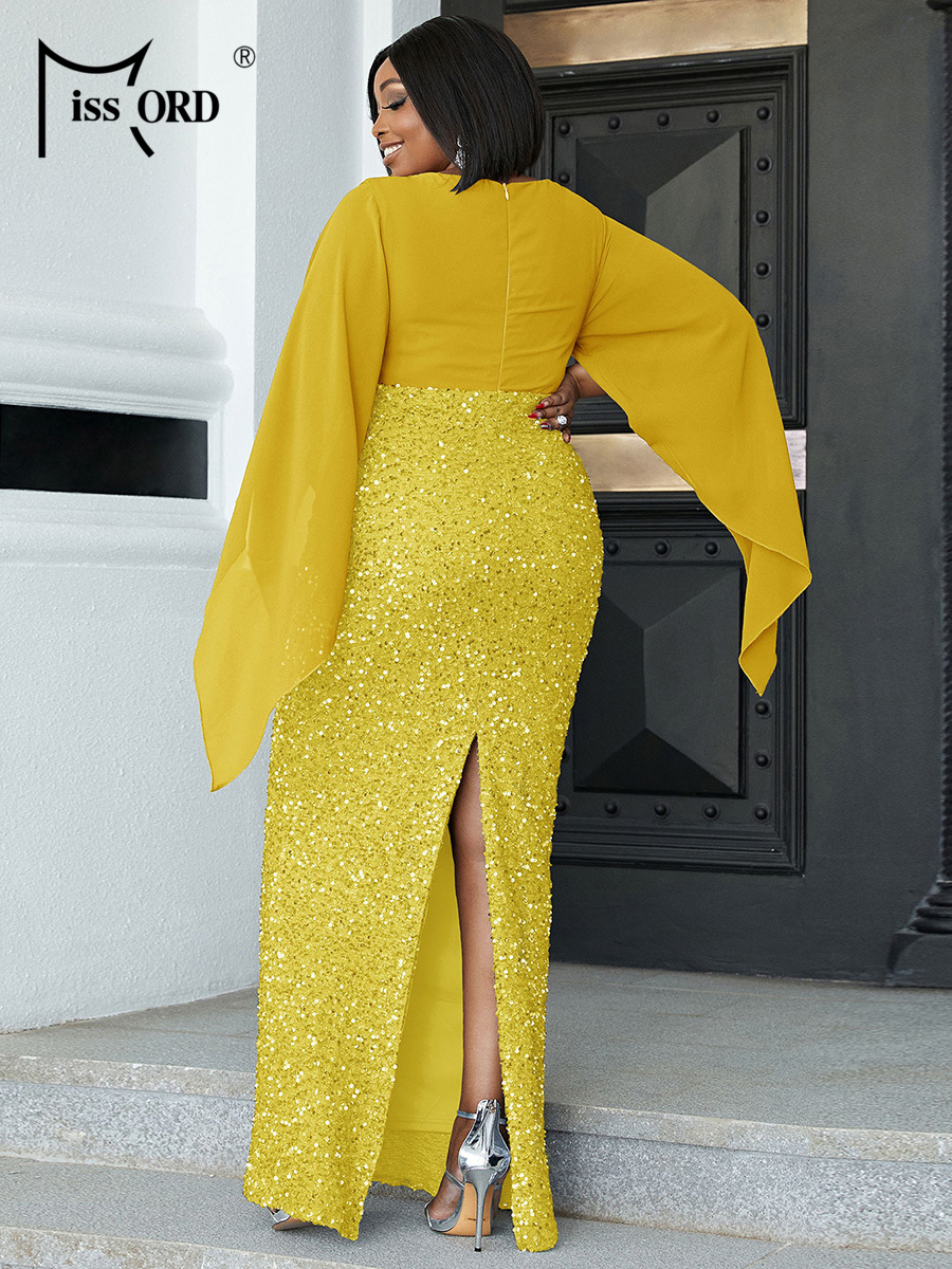 Missord Yellow Sequin Plus Siz - Women Formal Wear Dress recensie en prijs