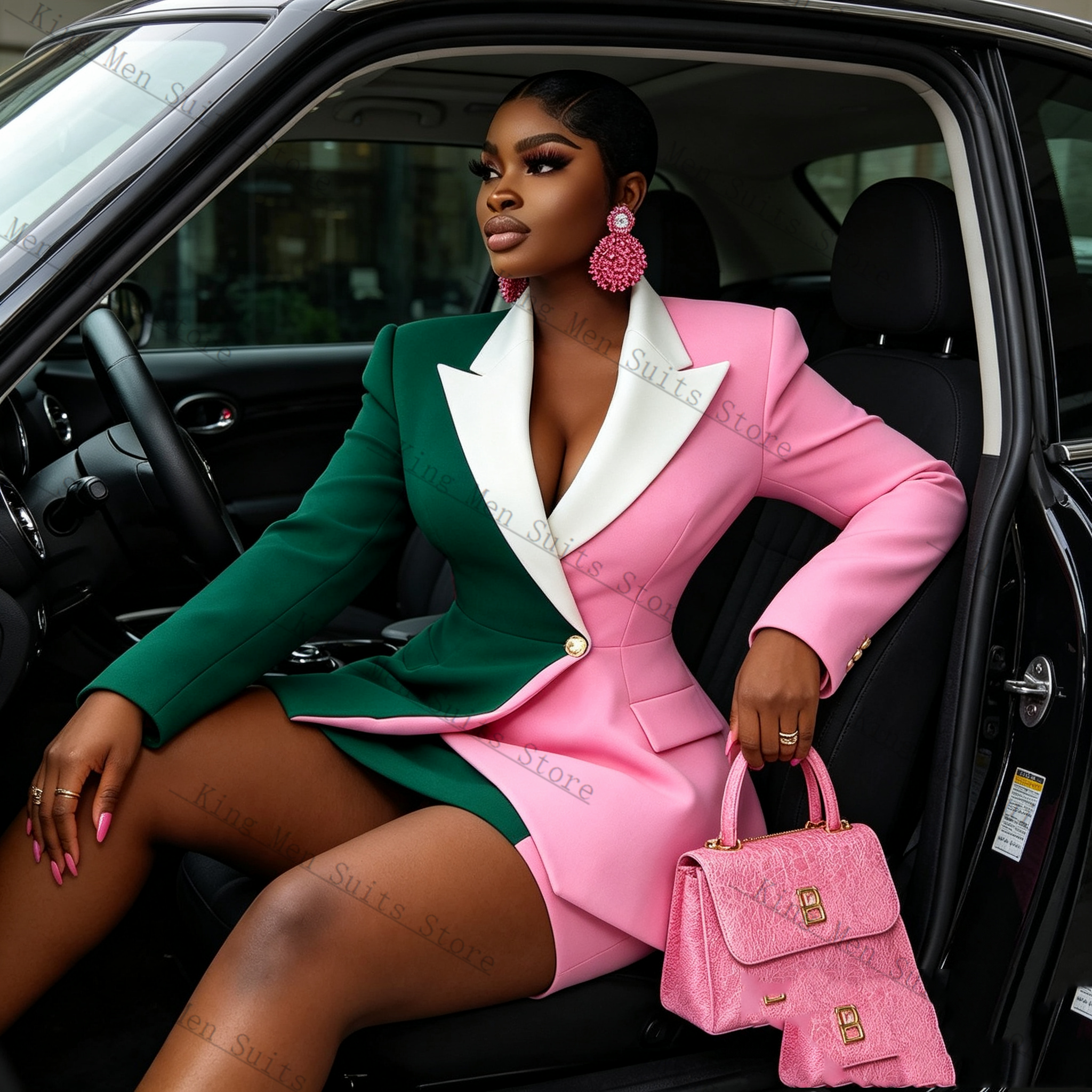 Pink Green Women Suit Skirt Se - Women Formal Wear With Skirt recensie en prijs