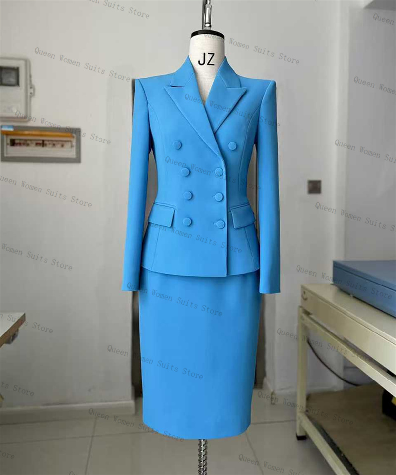Sky Blue Women Suit Skirt Set  - Women Formal Wear With Skirt recensie en prijs