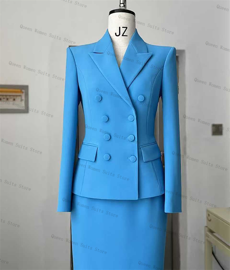Sky Blue Women Suit Skirt Set  - Women Formal Wear With Skirt recensie en prijs