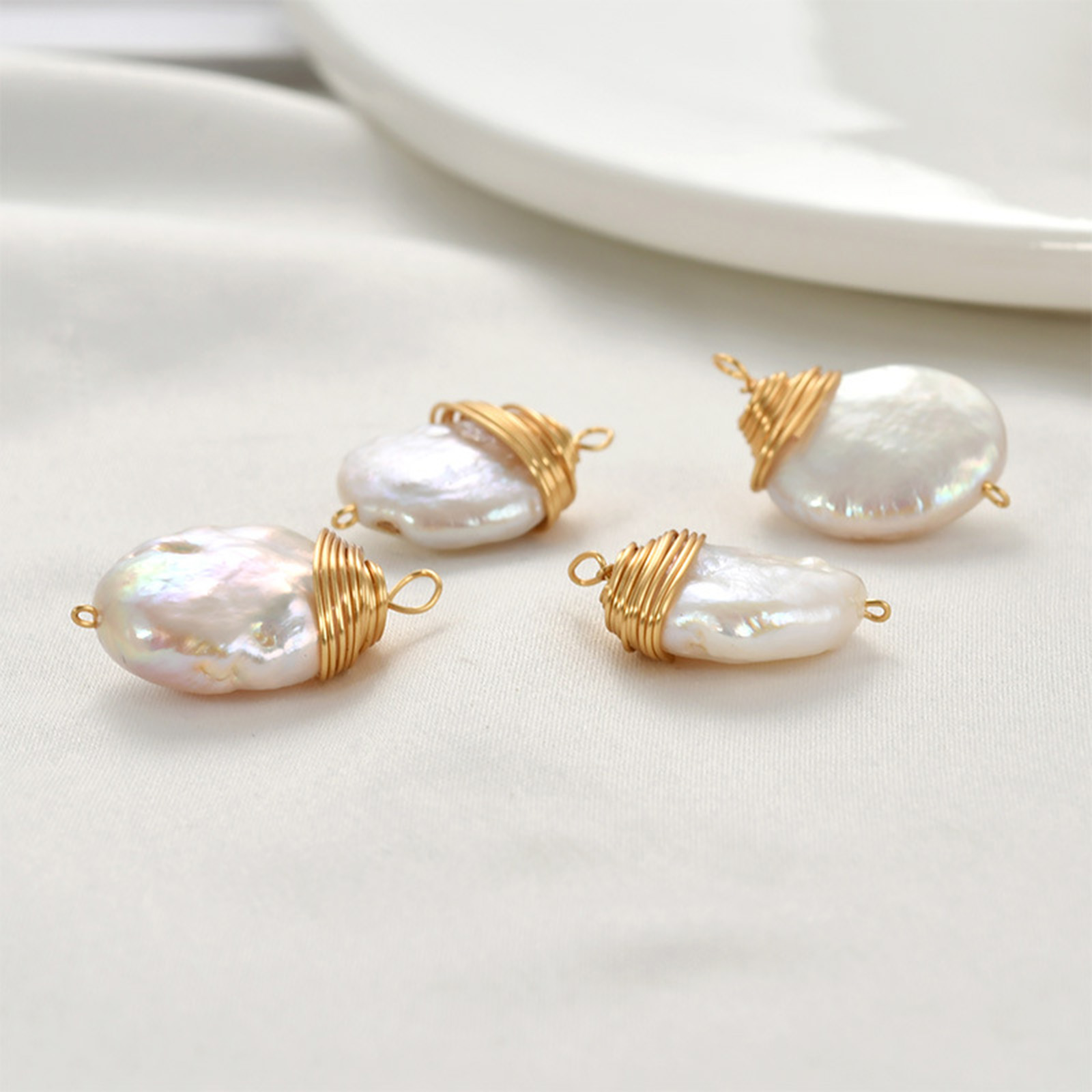 1pc Brass Charms Gold Color Wi - Pearl Earring Stud recensie en prijs