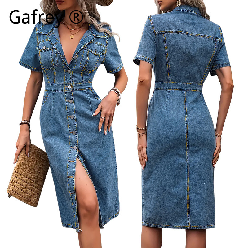 Plus Size Women Lapel Denim Dr - Women Formal Wear For Summer recensie en prijs