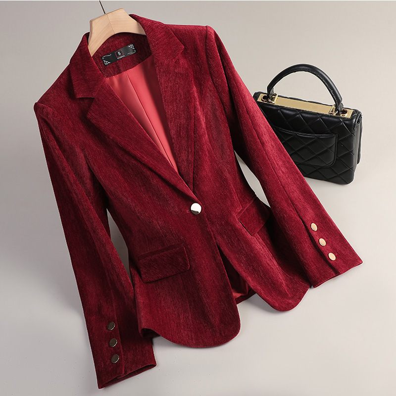 Yellow Gold Velvet Blazer Wome - Women Formal Wear Business recensie en prijs