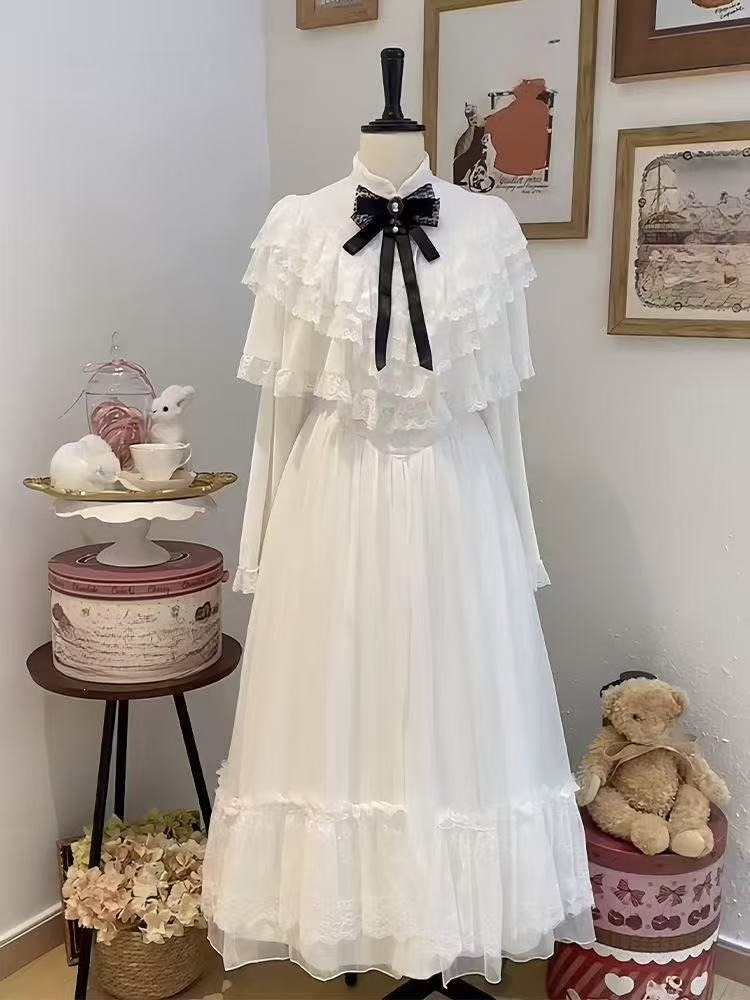 Japanese Short Sleeve Bow Lace - Women Formal Wear With Skirt recensie en prijs