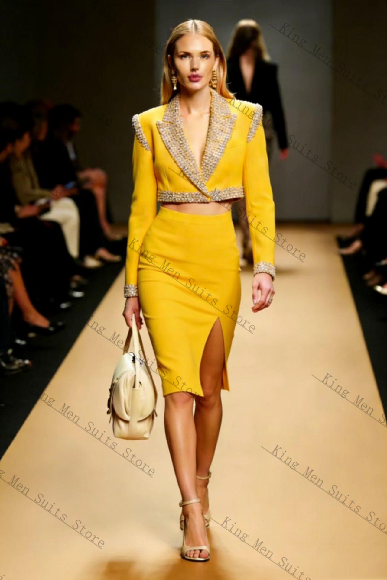 Yellow Crystals Women Suit Ski - Women Formal Wear With Skirt recensie en prijs