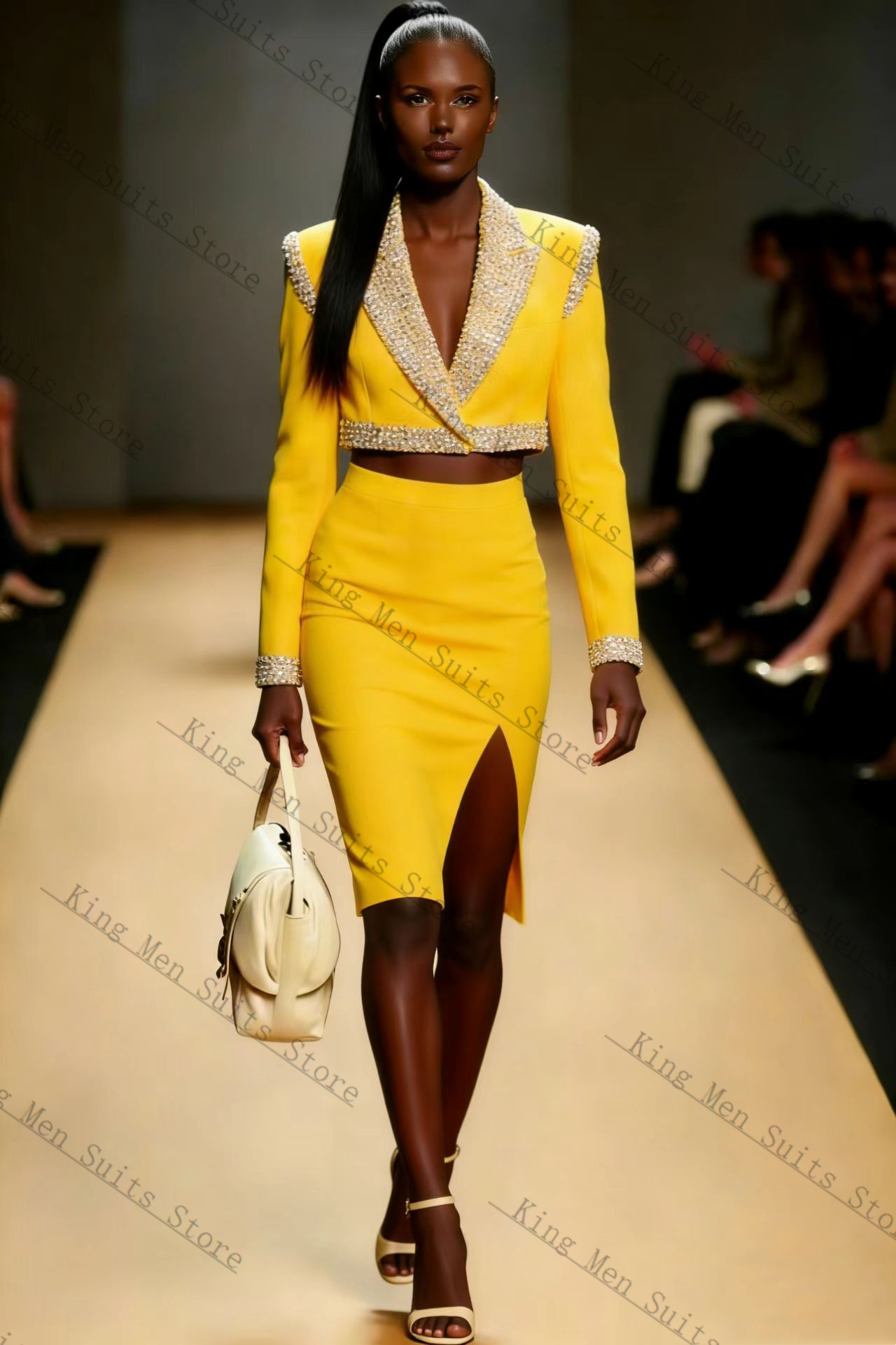 Yellow Crystals Women Suit Ski - Women Formal Wear With Skirt recensie en prijs