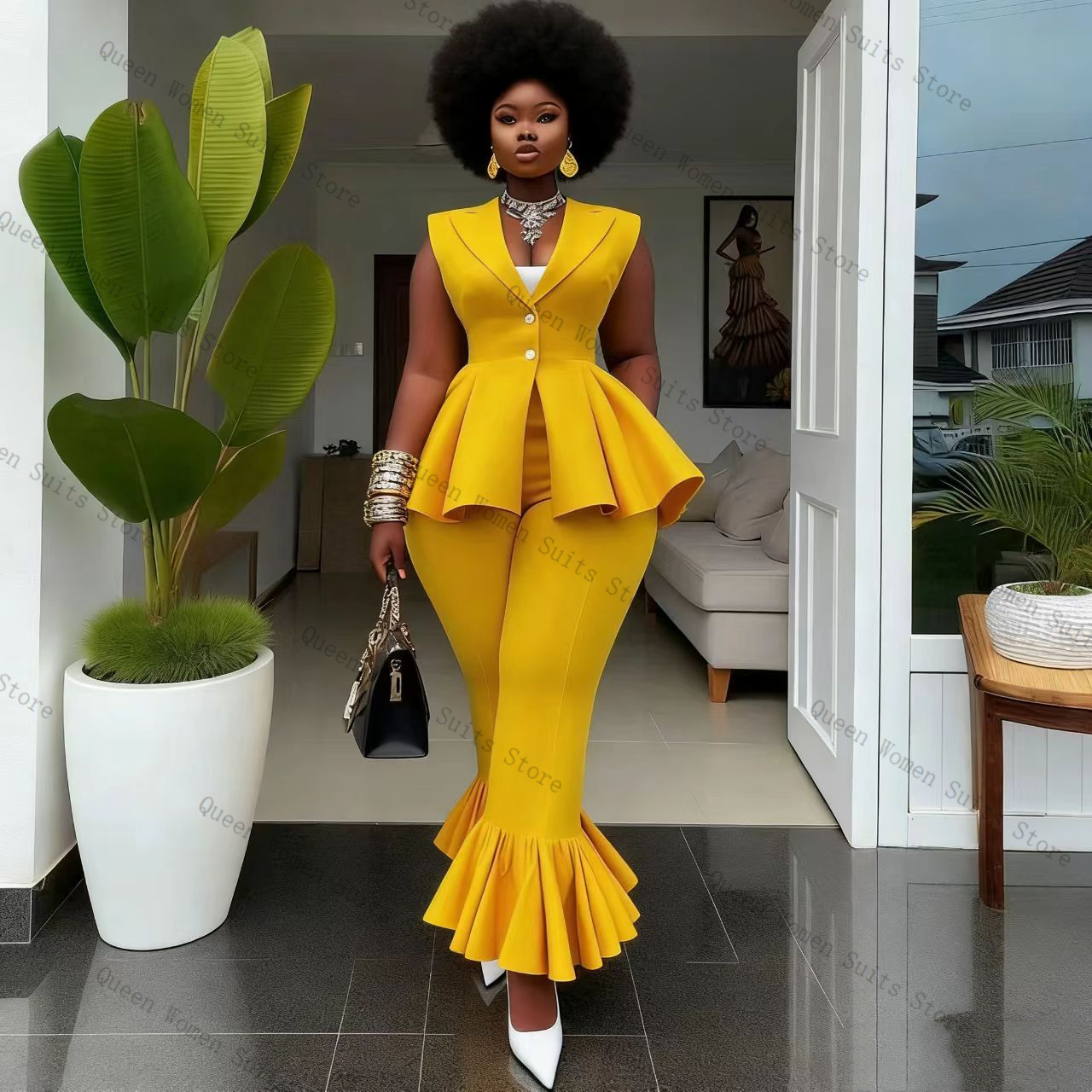 Yellow Women Suit Pants Set 2  - Yellow Formal Wear Women recensie en prijs