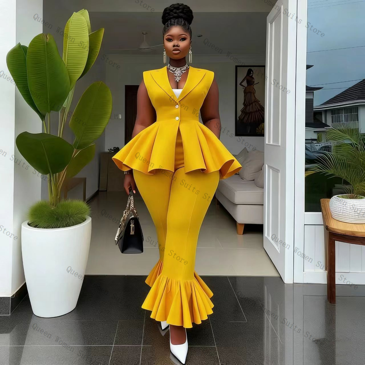 Yellow Women Suit Pants Set 2  - Yellow Formal Wear Women recensie en prijs