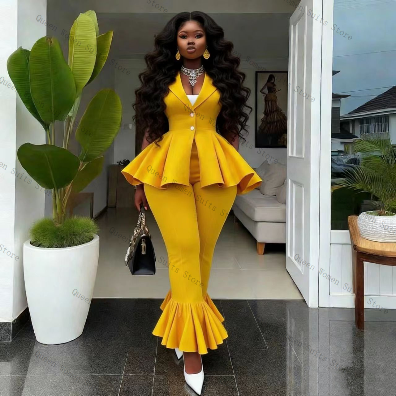Yellow Women Suit Pants Set 2  - Yellow Formal Wear Women recensie en prijs