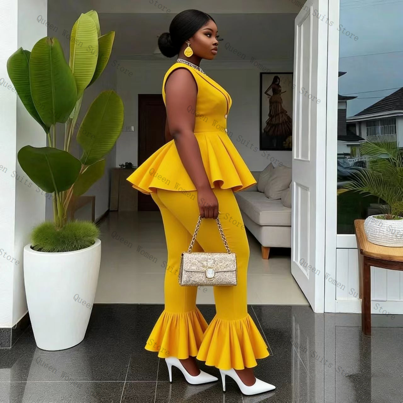 Yellow Women Suit Pants Set 2  - Yellow Formal Wear Women recensie en prijs