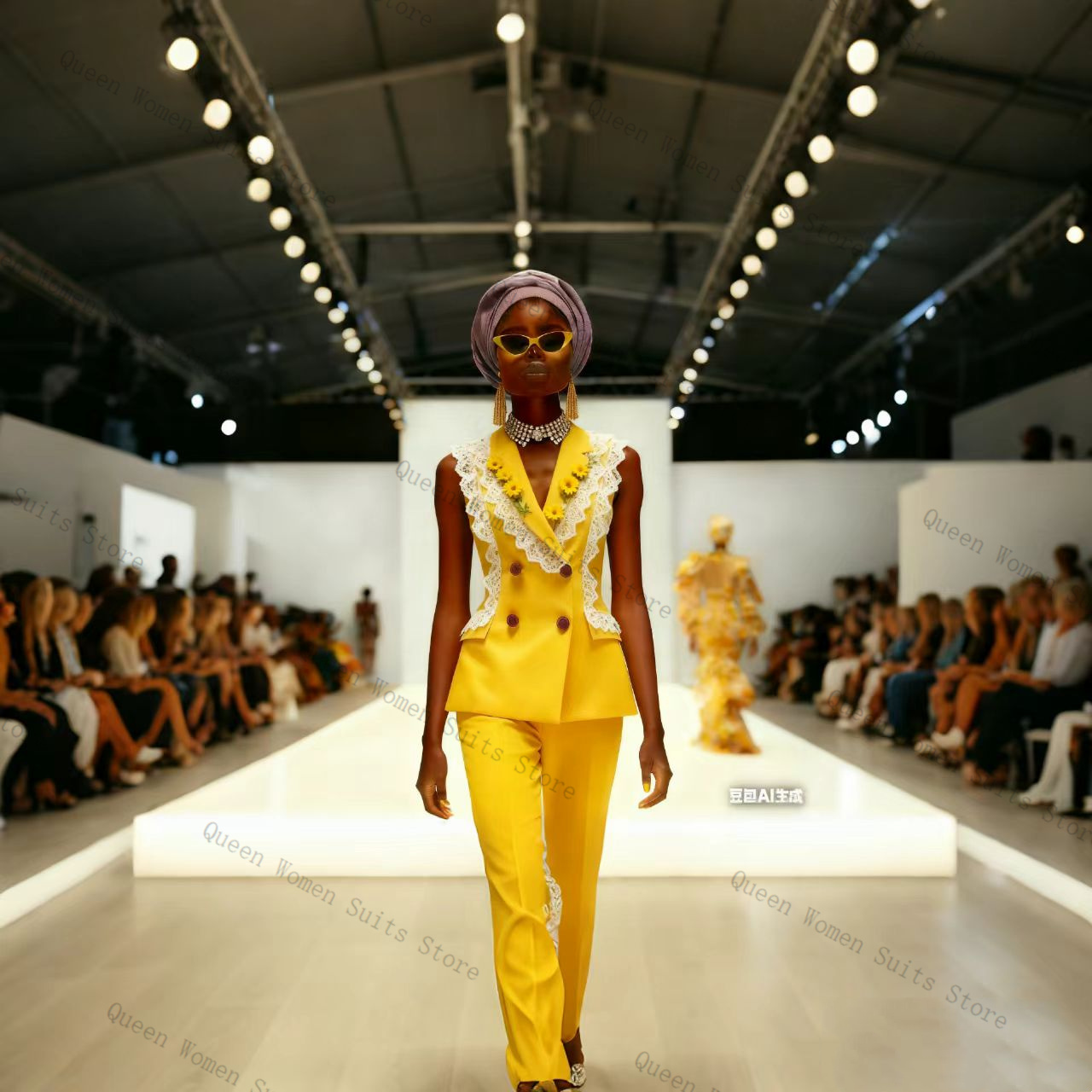 Yellow White Lace Women Suit P - Yellow Formal Wear Women recensie en prijs