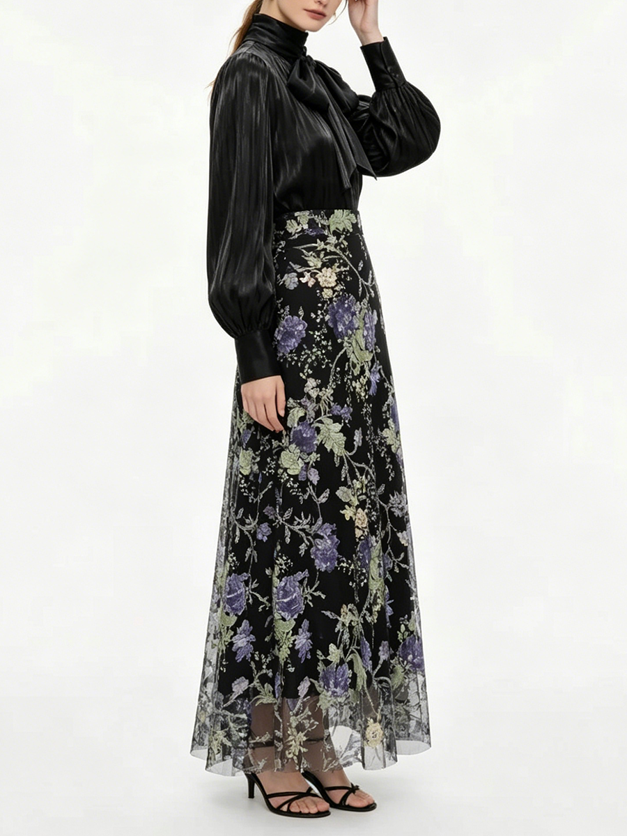 VGH Elegant Chic Black Floral  - Women Formal Blouses For Evening Wear recensie en prijs