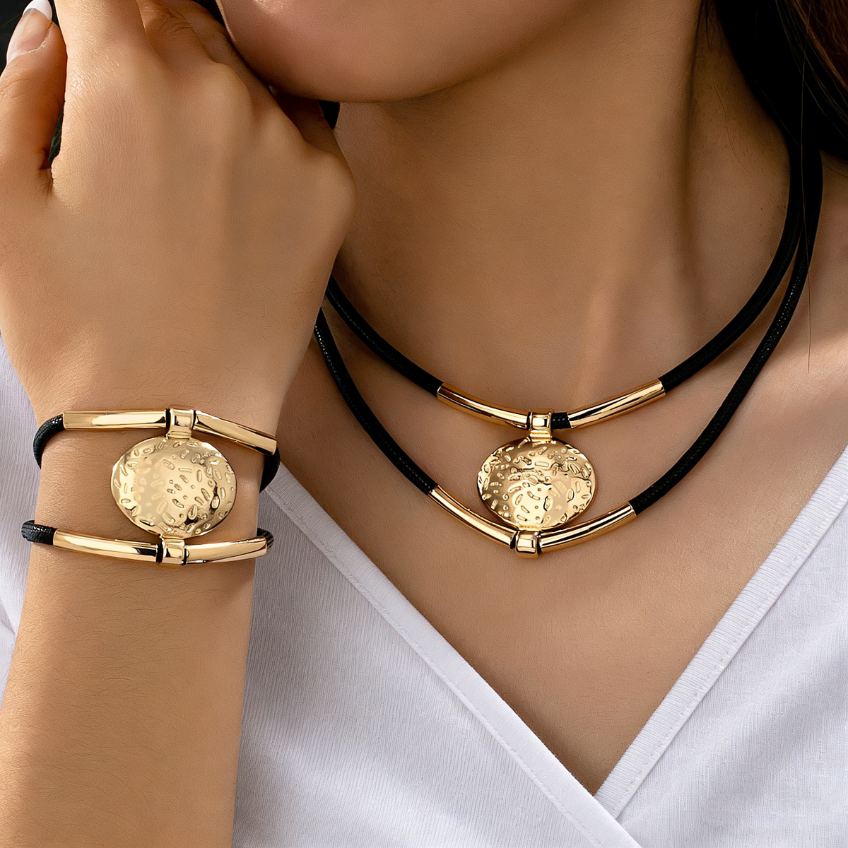 Elegant Oval Pendant Set Textu - Formal Wear Jewelry For Women recensie en prijs