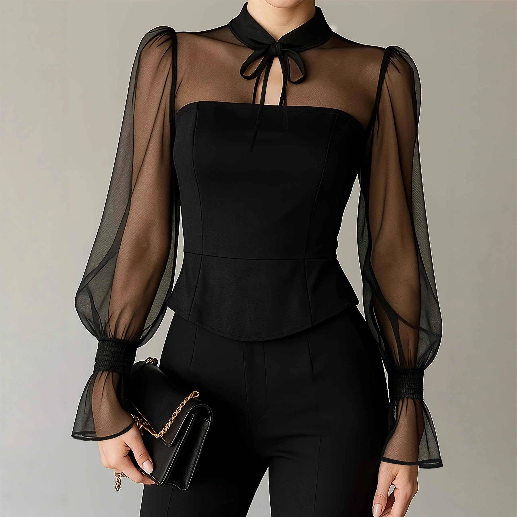 Elegant Puff Sleeve Blouse for - Women Formal Blouses For Evening Wear recensie en prijs