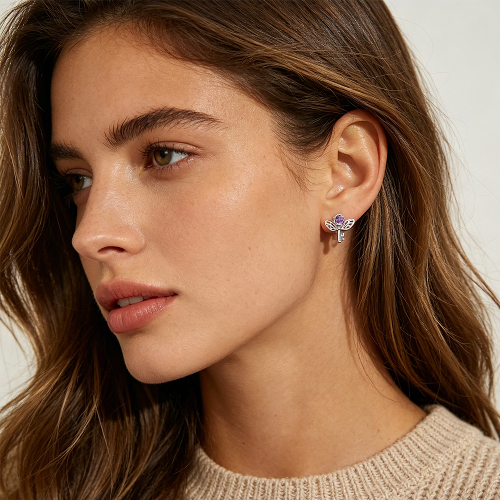Retro Key Amethyst Stud Earrin - Formal Wear Jewelry For Women recensie en prijs
