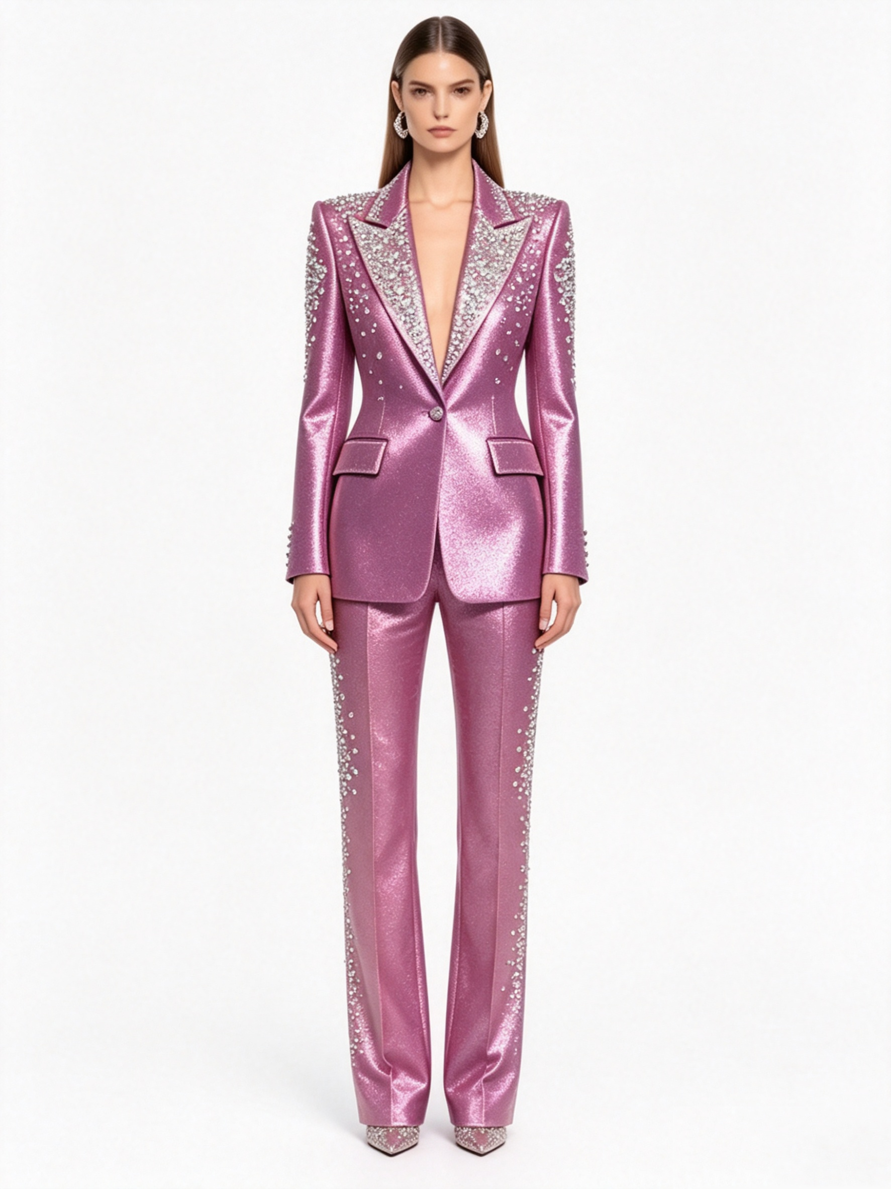 Luxury Crystals Pink Satin Wom - Women Formal Wear Blazer Set recensie en prijs