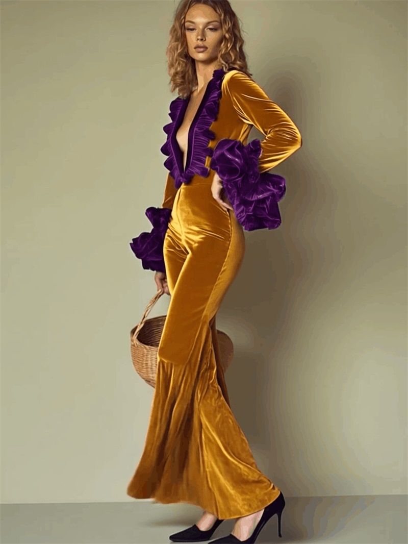 Yellow Purple Velvet Women Jum - Yellow Formal Wear Women recensie en prijs