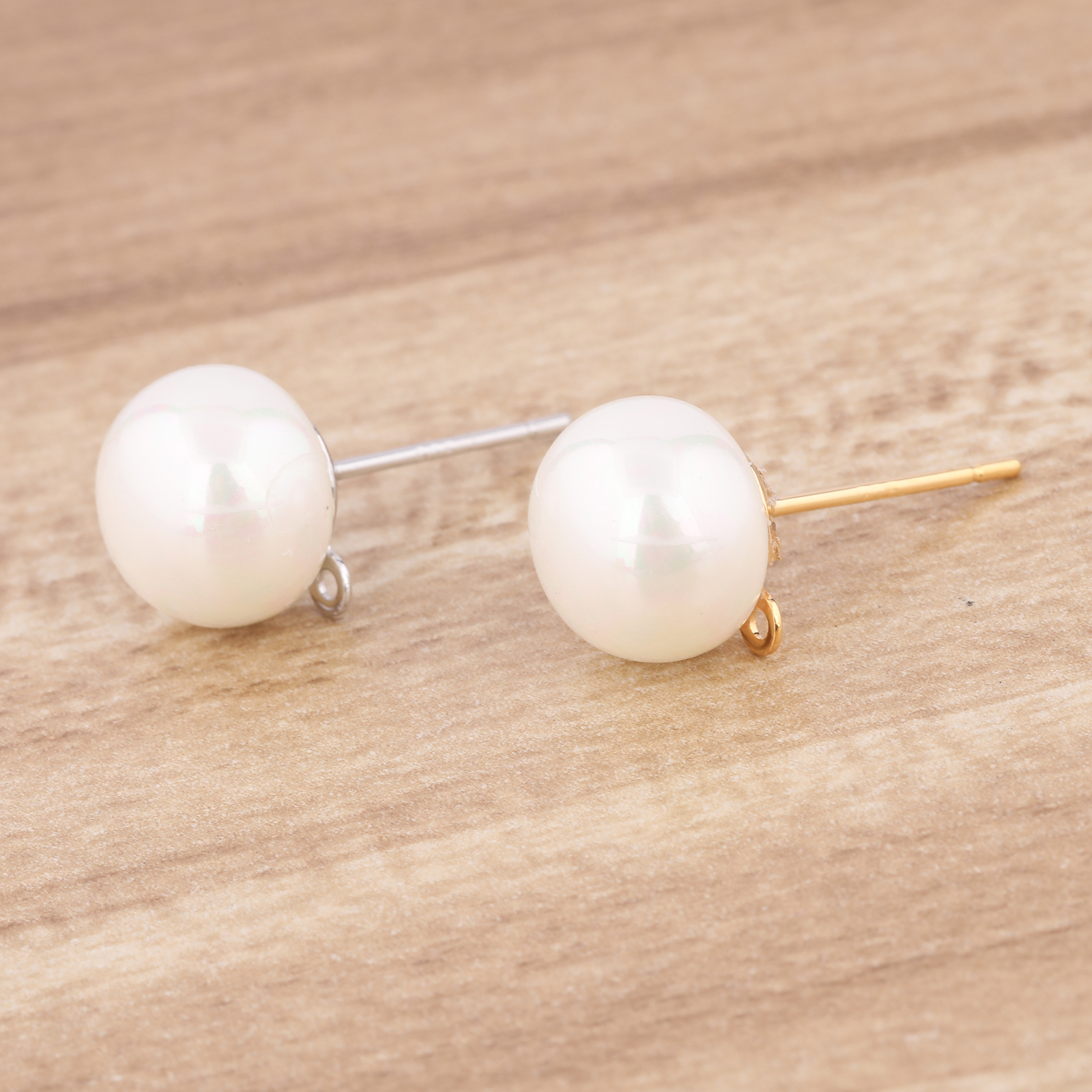 10pcs Copper White K Gold Plat - Pearl Earring Stud recensie en prijs